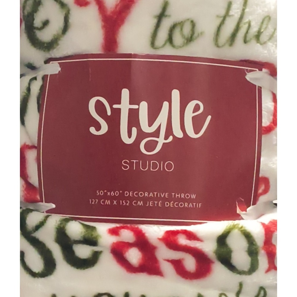 Christmas Velvet Throw, Style Studio, White, Red, Green, 50"‎ x 60" Crazy Cozy
